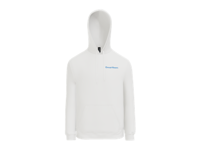 Gildan Softstyle Midweight Pullover Hooded Sweatshirt-White-Blue Logo