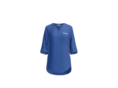 Port Authority Women's 3/4-Sleeve Tunic Blouse-True Blue-White Logo