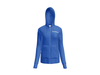 Port & Co Women's Core Fleece Full-Zip Hooded Sweatshirt-Royal Blue-White logo