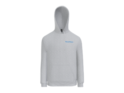 Gildan Softstyle Midweight Pullover Hooded Sweatshirt-Sport Gray-Blue Logo