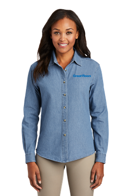 Port & Company® Ladies' Long Sleeve Value Denim Shirt (LSP10)