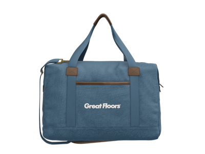 Port Authority Washed Canvas Duffel-Blue-White Logo