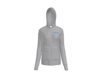 Port & Co Women's Core Fleece Full-Zip Hooded Sweatshirt-Heather Gray-Blue logo