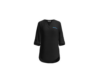 Port Authority Women's 3/4-Sleeve Tunic Blouse-Black-Blue Logo