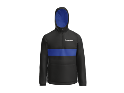 Sport-Tek Zipped Pocket Anorak-Black Blue-White Logo