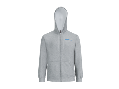 Gildan Fleece Full-Zip Hooded Sweatshirt-Gray-Blue Logo