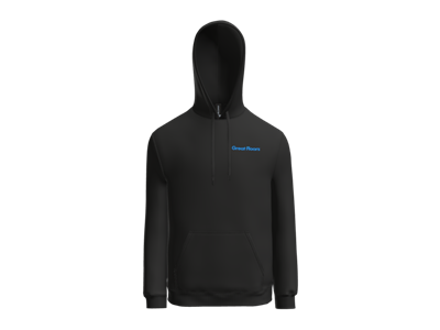 Gildan Softstyle Midweight Pullover Hooded Sweatshirt-Black-Blue Logo