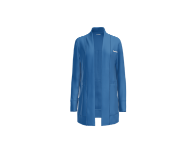 Port Authority Women's Microterry Cardigan-Aegean Blue-White Logo