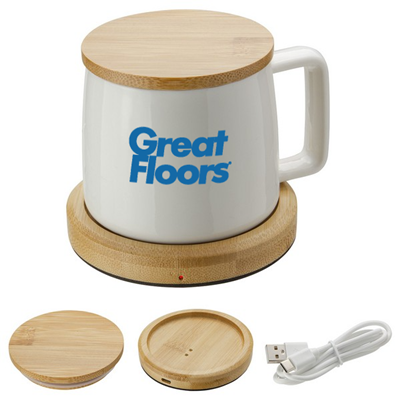 Bamboo Mug Warmer with 8 oz Ceramic Mug