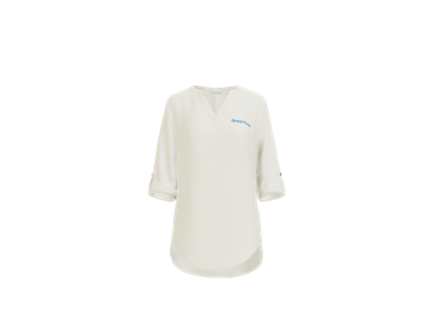 Port Authority Women's 3/4-Sleeve Tunic Blouse-Ivory Chiffon-Blue Logo