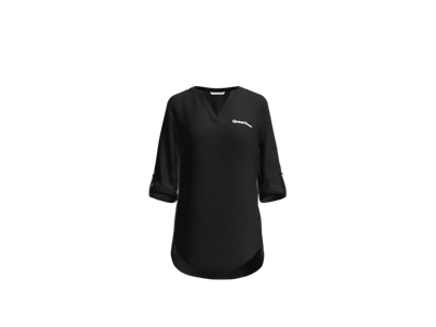 Port Authority Women's 3/4-Sleeve Tunic Blouse-Black-White Logo