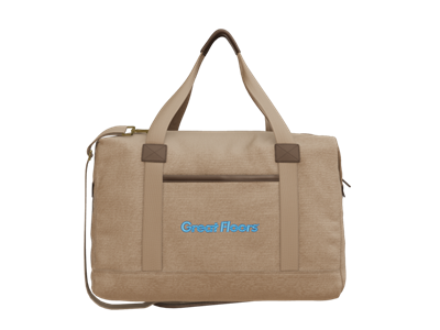 Port Authority Washed Canvas Duffel-Brown-Blue Logo