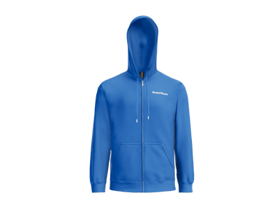 Gildan Fleece Full-Zip Hooded Sweatshirt-Blue-White Logo