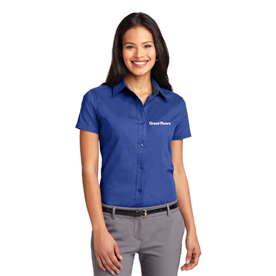 Port Authority Short Sleeve Easy Care Shirt-Royal Blue-White Logo