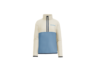 Cotopaxi Women’s Amado 1/2-Zip Fleece-Cream/Fjord-Blue Logo