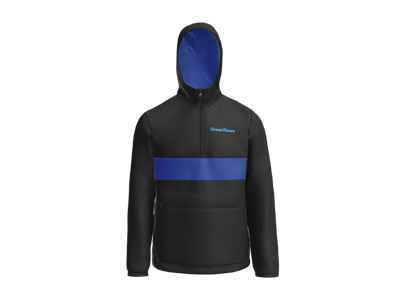 Sport-Tek Zipped Pocket Anorak-Black Blue-Blue Logo