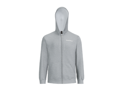 Gildan Fleece Full-Zip Hooded Sweatshirt-Gray-White Logo