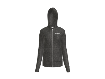 Port & Co Women's Core Fleece Full-Zip Hooded Sweatshirt-Dark Heather-White logo