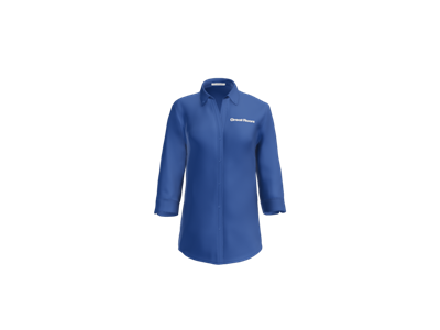 Port Authority Women's 3/4-Sleeve SuperPro™ Twill Shirt-True Blue-White Logo