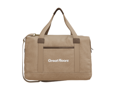Port Authority Washed Canvas Duffel-Brown-White Logo