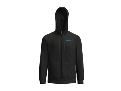 Gildan Fleece Full-Zip Hooded Sweatshirt-Black-Blue Logo